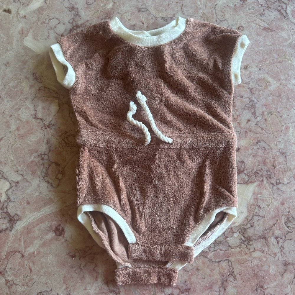 Quincy Mae Brown and Cream Bodysuit